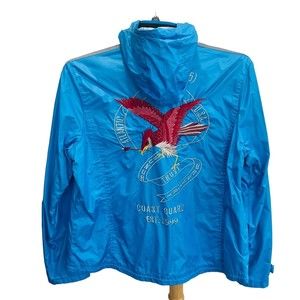 Nautica Jeans Co Mens XL Hoodie Coast Guard Blue Windbreaker Zip  U.S.N. Logo